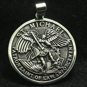 Cool Veľký Anjel SAINT MICHAEL Kola Medaila Prívesok Mytologické Štýl Mužov Amulet Náhrdelník
