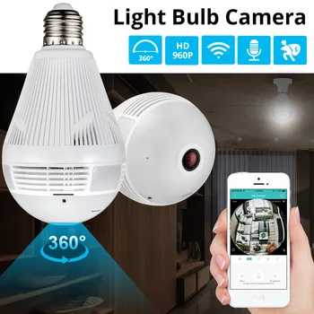 LED žiarovka kamera 1080P HD Bezdrôtový Panoramatické Home Security WiFi CCTV Fisheye Žiarovky Lampy IP Kamera 360 Stupeň Home Security