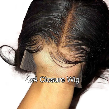 4x4 krátke uzavretie bob parochne čipky vpredu ľudské vlasy, parochne pre čierne ženy rovno brazílsky bob hd čipky uzavretie vlasy čierna parochňa remy