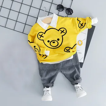 Dojčenská Chlapci Dievčatá Oblečenie Oblečenie Cartoon Medveď Deti Oblečenie Kostým Batoľa Chlapci Sady 1-4 Roky