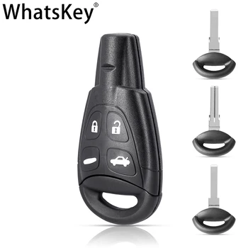WhatsKey Nová Keyless kľúča Vozidla Shell Pre Saab 93 95 9-3 9-5 2003-2007 Mäkké Tlačidlá Diaľkového tlačidlo Prípade Uncut Malý nôž