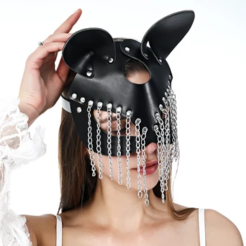 UYEE Sexy Cosplay Bunny Kožené Maska Halloween Masky Mačka Ucho Ženy, Dievča, Čierne Kožené Maškaráda Karneval Party Cosplay Maska