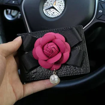 Pearl camellia roztomilý auto vodičský preukaz závesu skladovanie taška ženy ženy vodiča, kožený vodičský preukaz držiteľovi