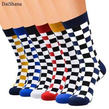 Harajuku Street Fashion Trendly Ženy Ponožky Čierne a Biele Štvorčeky Vzor Ponožky Mužov Novinka Skateboard Zábavné Bavlnené Ponožky
