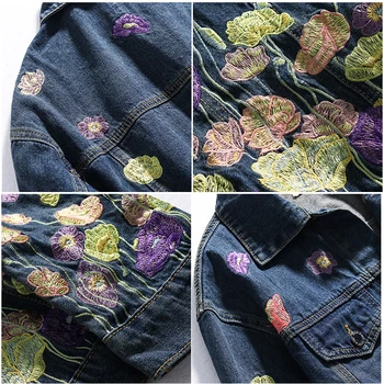 2020 Nové Jarné, Jesenné Kvety Výšivky Jeans Bunda Ženy Streetwear Jar Vintage Krátke Džínsové Bundy Kabát Žena Vrchné Oblečenie