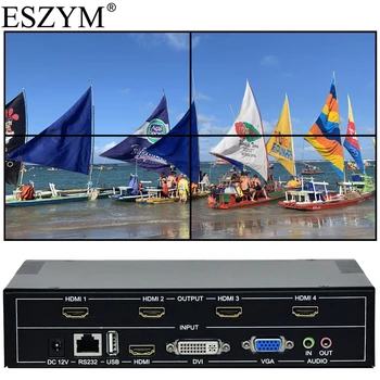 ESZYM 4 Kanál TV Video Wall Radič 1x3 2x2 1x2 HDMI, DVI, VGA USB Video Procesor