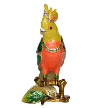 Slnečnica Papagáj Trinket Box Kovové Šperky Box Vták Figúrka Kreatívne Darčeky Náhrdelník Držiteľ