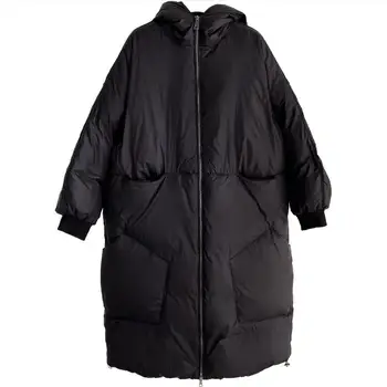 Zimné multi vrecká načechraný prírodné nadol bunda ženské nové 90% biele kačacie nadol zahusťovanie voľné kapucňou nadol bunda, kabát F697