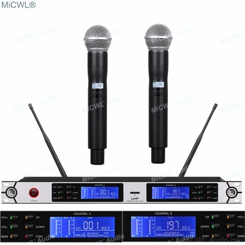 UHF Bezdrôtový Mikrofón Systém UR24D Dual Channel UR2 SM 58 Ručný Dynamický Karaoke Slúchadlá s Mikrofónom