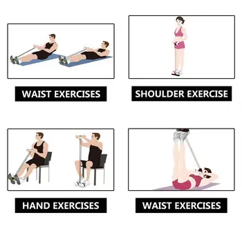 Cvičenie Fitness Guma 4 Trubice Odolnosť Kapely Latex Pedál Exerciser Sit-up, Pull Lano Expander gumičky Jóga zariadenia Pilates
