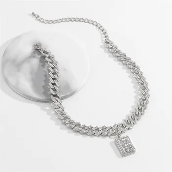 Cosysail Luxusné Lesklé Drahokamu Kocka Choker Príveskom Náhrdelník pre Ženy Crystal Kubánskej Veľký Zavalitý Náhrdelník Vyhlásenie Šperky