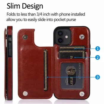 Luxusný Telefón puzdro pre iPhone 12 Prípade 12 Pro Flip držiak pre iPhone 12 mini 11 Pro Max Kožené Kreditnej Karty Vrecku Peňaženku Kryt