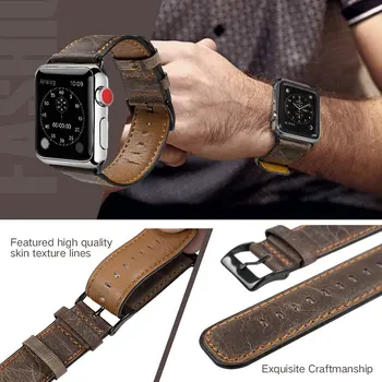 Popruh pre Apple hodinky 5 kapela 44 mm 40 mm iWatch 42mm 38mm Retro Krava Kožený opasok correa watchband náramok pre série 6 SE 5 4 3 2