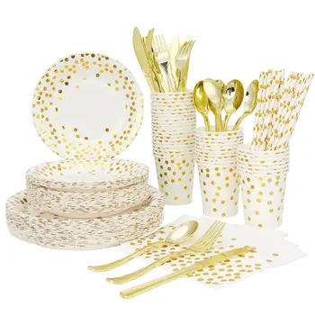 Rose gold strany riad nastaviť papierové poháre taniere plienky jednorazové dodávky svadby, narodeniny, party baby sprcha stôl dekorácie
