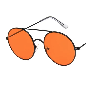 Vintage Retro okrúhle slnečné okuliare Muži Ženy Malé Oválne Kovový Rám Žltá Červená Značka Dizajnér Muž Žena Slnečné Okuliare 2019 UV400