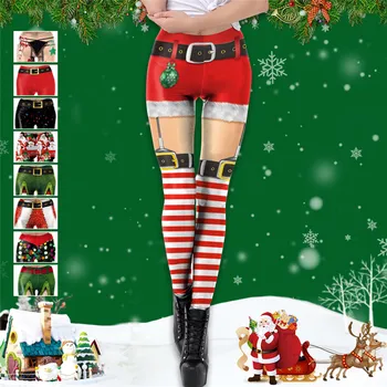 Nový štýl Vianočné Legíny dospelých Žien dievča Nosenie Horúce Módne Sexy 3D Digitálna Tlač Malé Nohy Legíny Vianočný Kostým