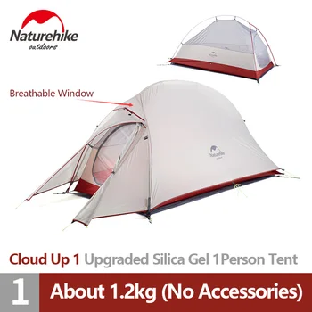 Naturehike Stan Upgrade Cloud Up1 Camping Stan 20D Silikónové Hliníková Tyč Ultralight Stan 1 Osoby Štyri ročné obdobia Turistický Stan