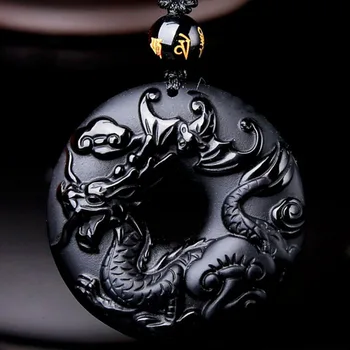 Prírodné Obsidian Čínskeho Zverokruhu Jade Prívesok Šperky Šťastie Sľubný Amulet Náhrdelník S Príveskom, Jemné Jade Šperky