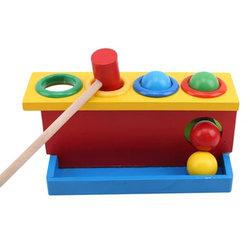 Montessori Drevené detské Hluku Maker Zraziť Loptu Farby Zodpovedajúce Ťuknite Hromadiť Hračka Rodič-dieťa Interaktívne Hranie Stôl Hračka