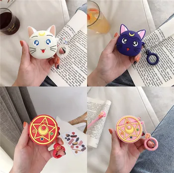 Anime Card Captor Sakura Luna Mačka Sailor Moon Bábika Keychain Bluetooth Slúchadlá, Nabíjačku Obal Silcone Ochrany Prípade