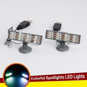 2ks LED Farebné Svetlomet Pozornosti USB Ulica Mesto Série Tehly Svetlo Stavebné bloky Kompatibilné s lego Blok