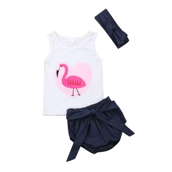 Batoľa Dievča Oblečenie Dieťa Dieťa Dievča Oblečenie Flamingo Tlač Vest Tank Topy, Košele, Šortky PP Nohavice 2 ks Oblečenia Nastaviť