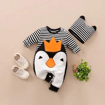Novonarodené Dieťa, Chlapec, Dievča Oblečenie Jeseň Nové narodený Onesie Deti Romper Bavlna Detská Penguin Jumpsuit 0 3 6 9 12 Mesiac Detské Kostýmy