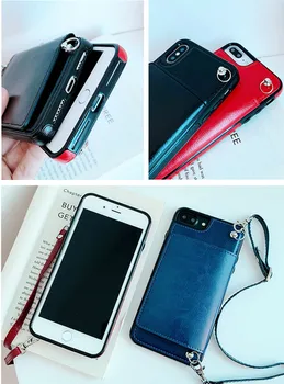 Peňaženka popruh puzdro Pre iPhone 12 mini 11 pro XS MAX XR X 7 8 6 6 plus puzdro pu kožené karty ramenný ozdobná šnúrka na uniforme telefón taška