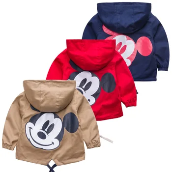 2021 Nové Chlapci Dievčatá Bundy Na Jar Jeseň Deti Deti vrchné oblečenie Roztomilý Mickey Minnie Windbreaker Srdečne Oblečenie červená Coats