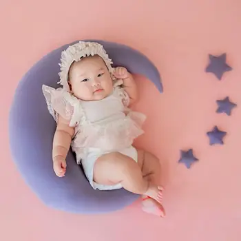 Baby, Klobúk Frontálne Fazuľa Mesiac Vankúš Hviezdy Nastaviť Dojčatá Foto Streľba Príslušenstvo Novorodenca Fotografie Rekvizity