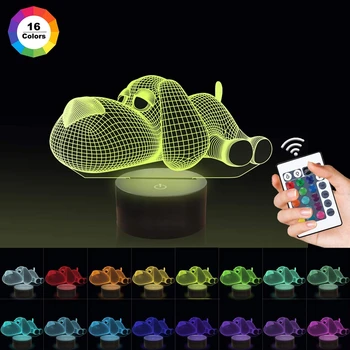 3D LED Psa Nočné Svetlo Krásny Psík Baby Nočného pre Spálne,Diaľkové Ovládanie 16 Zmena Farby Ilúzie Dekor Lampa