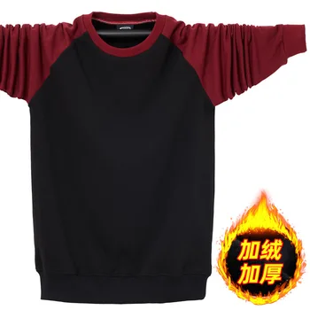 Nové Zimné 2020 Mužov plus fleece hrubé dlhý rukáv t-shirt Príležitostné voľné veľké veľkosť okolo krku mäkké pánske tričko klesnutie