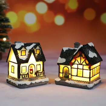 Vianočné Led osvetlenie Domu šťastné a Veselé Vianoce, Výzdoba Osvetlenie Miniatúrne Ozdoby Dediny Domy Vianočnými LED Svetlo Domu Dovolenku Dary