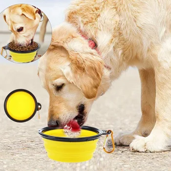 Prenosné 2 V 1 Pet Skladacia Fľaša Na Vodu Potravín Kontajner S Skladanie Silikónové Pet Misy Vonkajšie Cestovné Pes, Mačka Feeder Cup Misa