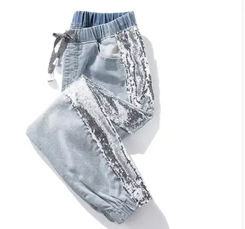 Plus veľkosť 5XL!2020 jarné flitre džínsy ženy voľné elastické vysoký pás bežné lúč hárem nohavice