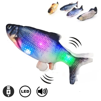 Zábavná Hračka Pet Farebné LED Svetlo Elektrická Stimulácia Ryby Hračky Pre Mačky Mačiatko, Interaktívne Hračky S Hudbou A Swing Chvost