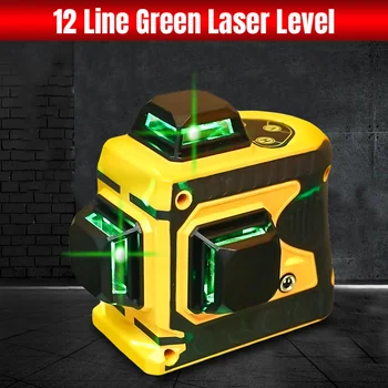 Laser Úrovni 12 = 3D Self-Vyrovnanie 360 Stupňov Horizontálne A Vertikálne Kríž Super Silný Zelený Laserový Lúč Line