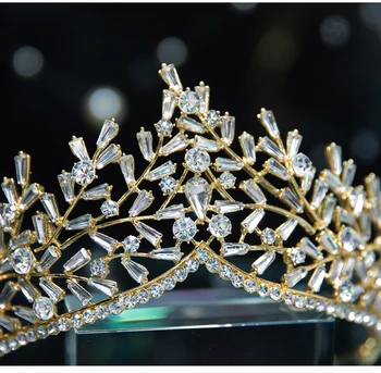 Jednoduché, Vlasy, Šperky, zlatá farba jemná Crystal Svadobné Bohyne Koruny Drahokamu Nevesta Tiara hlavový most Pre Ženy Svadobný Sprievod