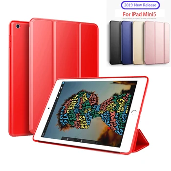 Puzdro Pre iPad mini5 Silikónové Mäkké Späť Slim Pu Kožené puzdro Smart Cover Spánku prebudiť pre iPad Mini 5 2019 A2133 A2124 A2125 A2126