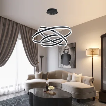 Moderné Kruhové Luster Black/White/Gold Ring Stropné Závesné Osvetlenie, Zariadenie Spálne, Obývacia Izba, Kuchyňa Domáce Dekorácie