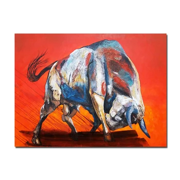 Vintage olejomaľba Abstraktné Zvierat Tlač na Plátno na Stenu Umenie Plagáty Dekor Doodle Bull Obrázky pre Obývacia Izba Dekor bez rámu