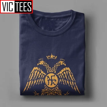 SPQR Byzantskej Eagle Symbol Vlajky Navy Tričko Retro pánske Bežné Tees Bavlna Kolo Krku T-Shirt