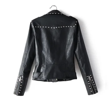 Gotická Čierna kožená bunda ženy pokožky faux kožené dlhý rukáv biker žena bežné bundy a coats chaquetas cuero mujer 2019