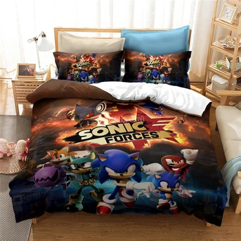 Anime Sonic The Hedgehog Charakter 3d posteľná bielizeň Nastaviť Bavlnené Obliečky Kryt Set s obliečka na Vankúš Europe/USA/Austrália Veľkosť Doprava Zadarmo