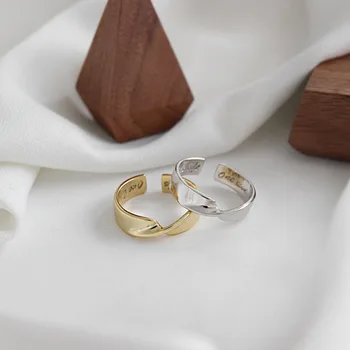 S'STEEL kórejský 925 Sterling Silver Ring Pre Ženy Iny 2020 Zlato Jednoduché Mobius Otvorte Nastaviteľné Minimalistický Krúžky Jemné Šperky