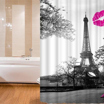 Nové Eiffelova Veža Moderná Kúpeľňa Sprchový Záves Extra Dlhý Široký 180 x 200 cm Kvapka Tlač Závesy Pre Kúpeľňa so Sprchou 2019 Hot