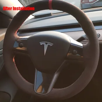 3 Ks 3D/5D Uhlíkových Vlákien Vinyl Film Interiér Volant Nálepka Pre Tesla Model 3 2017-2020