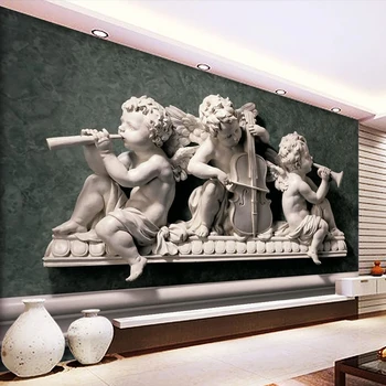 Európsky Štýl 3D Stereo Sadrové Anjel Obrázok nástennú maľbu, Tapety Obývacia Izba Umenie Domova Samolepiace Nepremokavé 3D Stenu Papiere