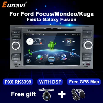 Eunavi PX6 Android 10 autorádio DVD, Multimediálnych Pre Ford Mondeo Focus S-max, C-MAX a Galaxy Fiesta tranzit Fusion Pripojiť kuga 2 Din