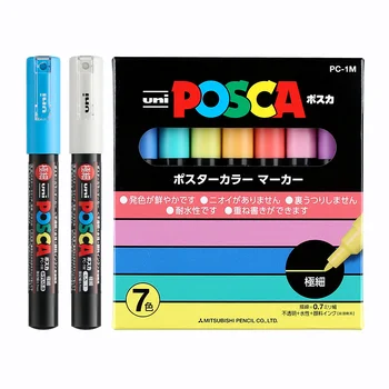 UNI Označenie Pero 7-color Nastavte POSCA pre Animácia/Plagát Reklamné Pero Graffiti Maľba PC-1M PC-3M PC-5M